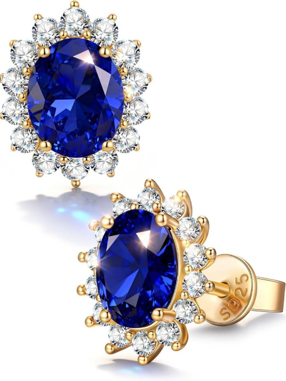 Stunning 2.4 Cttw Royal Blue Sapphire Earrings, Lab Grown, GRC Certified